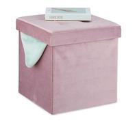 Relaxdays Tabouret rose en velours