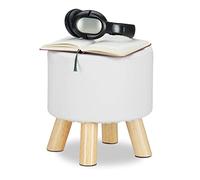 Relaxdays Tabouret similicuir 4 pieds bois