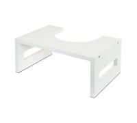 Relaxdays Tabouret WC, Aide au Transit, Adultes, Bambou, H x L x P : 18,5 x 43,5 x 28 cm, Blanc