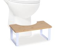 Relaxdays Tabouret WC bambou & métal