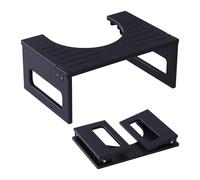 Relaxdays Tabouret WC, HxLxP 18 x 43 x 27,5 cm, Bambou, Pliable, antidérapant, Noir, pour Adultes