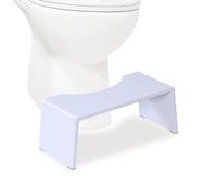 Relaxdays Tabouret WC, Pliant, Adultes, en Bambou, antidérapant, HxLxP: 19x43,5x20 cm, Blanc