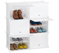 Relaxdays - Tagère à Chaussures, Système D'Emboîtement, 12 Compartiments, 6 Portes, Hlp 95x85x31,5 Cm, Blanche
