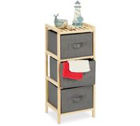 Relaxdays - Tagère Salle De Bain Avec 3 Paniers Pliables, Rangement Pratique, Bois, Hxlxp 65 X 28 X 25,5 Cm, Nature Gris
