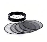 Relaxdays Tamis de Jardin 5 en 1, Rond Ø 30 cm, Inserts interchangeables, INOX, Noir, Terre, Gravier, Sable