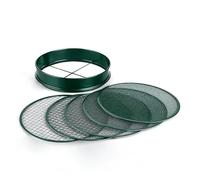 Relaxdays Tamis de Jardin 5 en 1, Rond Ø30cm, Inserts interchangeables, pour Terre, Gravier & Sable, INOX, Vert