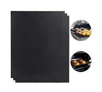 Relaxdays Tapis BBQ Jeu de 3, antiadhésif, Peut être coupé, Plastique réutilisable,0,3 mm, 40x 50 cm, Noir