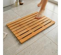Relaxdays Tapis de Bain en Bambou, 60 x 37 cm, antidérapant pour Baignoire/Douche/Sauna, intérieur & extérieur, Naturel