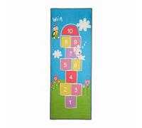 Relaxdays Tapis de marelle, 180 x 70 cm, 10 Cases, Multicolore | à poils courts, dessous caoutchouté, jeu éducatif