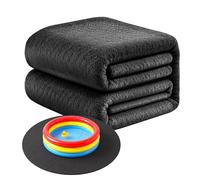 Relaxdays Tapis de Piscine Ø 4 m, Feutre Noir, protège la bâche, Durable | perméable, découpable