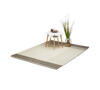 Relaxdays Tapis de salon moderne en laine et coton 160 x 230 cm motifs zig zag tissé main, gris nature