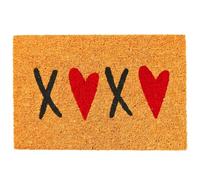 Relaxdays Tapis d'entrée Coco 60×40 cm, paillasson XOXO antidérapant, résistant, intérieur/extérieur, Multicolore