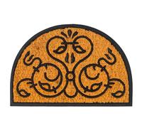 Relaxdays Tapis d'entrée Coco/Caoutchouc Demi-Lune 60x40 cm int./ext. antidérapant Anti-saleté Naturel/Noir Barock B