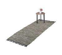 Relaxdays Tapis tissé en cuir et coton