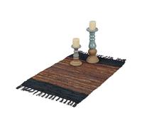 Relaxdays Tapis tissé en cuir et coton