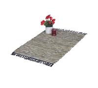 Relaxdays Tapis tissé en cuir et coton