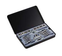 Relaxdays Taraud et filières M3 - M12, 9 coupes de filetage, taraudeuse, coffret taraud, argenté