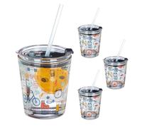 Relaxdays Tasse enfant lot de 4 motif de sport