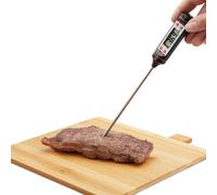 Relaxdays Thermomètre de cuisine, numérique, à sonde, la maison, en acier inoxydable BBQ