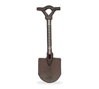 Relaxdays Thermomètre décoratif pour jardin, analogique, fonte de fer, mural, antique, pelle, HL 30 x 9 cm, marron