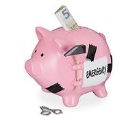 Relaxdays Tirelire cochon « Emergency »