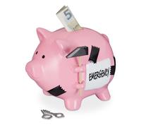 Relaxdays Tirelire cochon « Emergency »