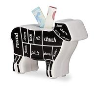 relaxdays Tirelire Diagramme Boucher Vache, Déco Boite économies épargnes pièces Monnaies, Noir-Blanc, Weiß