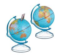Relaxdays Tirelire Globe en Lot de 2, pivotante, Fente, Accessoire Enfant, Monde, HxLxP: 16,5 x 14 x 13 cm, Multicolore