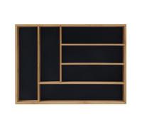 Relaxdays Tiroir à Couverts, Insert 6 Compartiments, ustensiles Cuisine, Bambou, 5 x 35,5 x 25,5 cm, Naturel/Noir