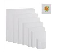Relaxdays Toiles à peindre, lot de 16, carrées, pour acrylique et aquarelle, 8 tailles, coton, cadre en bois, blanches