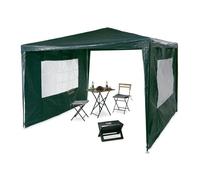 Relaxdays Tonnelle pavillon chapiteau pergola festival 3x3 m , 2 côtés fenêtres métal PE tente de jardin, vert