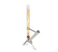 Relaxdays Torche à pellets, 130x50x34 cm | colonne de feu extérieure en inox argent, tube en verre