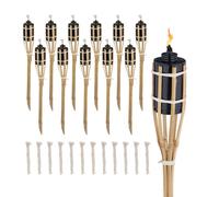 Relaxdays Torche de jardin en bambou en lot de 12