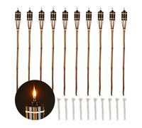 Relaxdays Torche jardin bambou lot de 10 marron