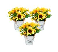 Relaxdays Tournesols artificiels en pot - 3 pots