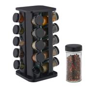 Relaxdays - Tourniquet à épices 20 pots en verre, rotatif, embouts tamiseurs - Noir