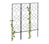 Relaxdays Treillis de Jardin, métal, Lot de 3, à Planter, Support pour Plantes grimpantes, 122x31 cm, Jardin, Noir