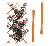 Relaxdays Treillis Extensible, Lot de 3, 180 x 120 cm, Bois, Orange | fixation murale, support pour plantes grimpantes