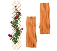 Relaxdays Treillis Extensible, Lot de 3, 270 x 45 cm, Bois, Orange | fixation murale, support pour plantes grimpantes
