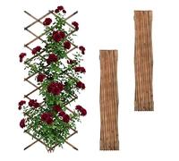 Relaxdays Treillis Extensible Lot de 3, 310x90 cm, Bois, Finition brûlée | fixation murale, pour plantes grimpantes