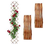 Relaxdays Treillis Extensible, Lot de 3, pour Plantes grimpantes | 270 x 45 cm, bois brûlé, fixation murale