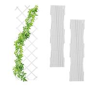 Relaxdays Treillis Extensible, Lot de 3, tuteur Pliable, Jardin, Balcon, terrasse, 180 cm, Plastique, Blanc