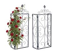 Relaxdays Treillis, lot de 2, 122x40x20 cm, acier thermolaqué noir, support plantes grimpantes et rosiers