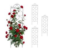 Relaxdays Treillis, Lot de 4, H x L 116 x 31,5 cm, métal, Support pour Plantes grimpantes et rosiers, Jardin, Noir