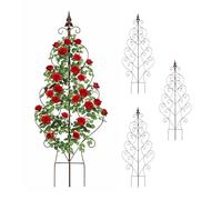 Relaxdays Treillis Lot de 4, HxL 100 x 40 cm, Motif Feuille, Acier, Support Plantes grimpantes, Jardin & Pots, Brun