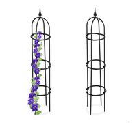 Relaxdays Trellis obélisque, lot de 2, 100 m de hauteur, plantes grimpantes, en métal, stable, tour pour rosier, noir