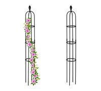 Relaxdays Trellis obélisque, Lot de 2, 160 m de Hauteur, Plantes grimpantes, en métal, Stable, Tour pour Rosier, Noir