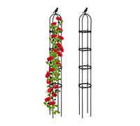 Relaxdays Trellis obélisque, Lot de 2, 188x24 cm de Hauteur, Plantes grimpantes, en métal, Stable, Tour Rosier, Noir
