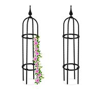 Relaxdays Trellis obélisque, Lot de 2, 70 m de Hauteur,pour Plantes grimpantes, en métal, Stable, Tour pour Rosier, Noir