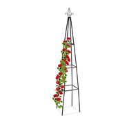 Relaxdays Treillis pyramide 204 m de hauteur support pour plantes grimpantes en métal stable Noir